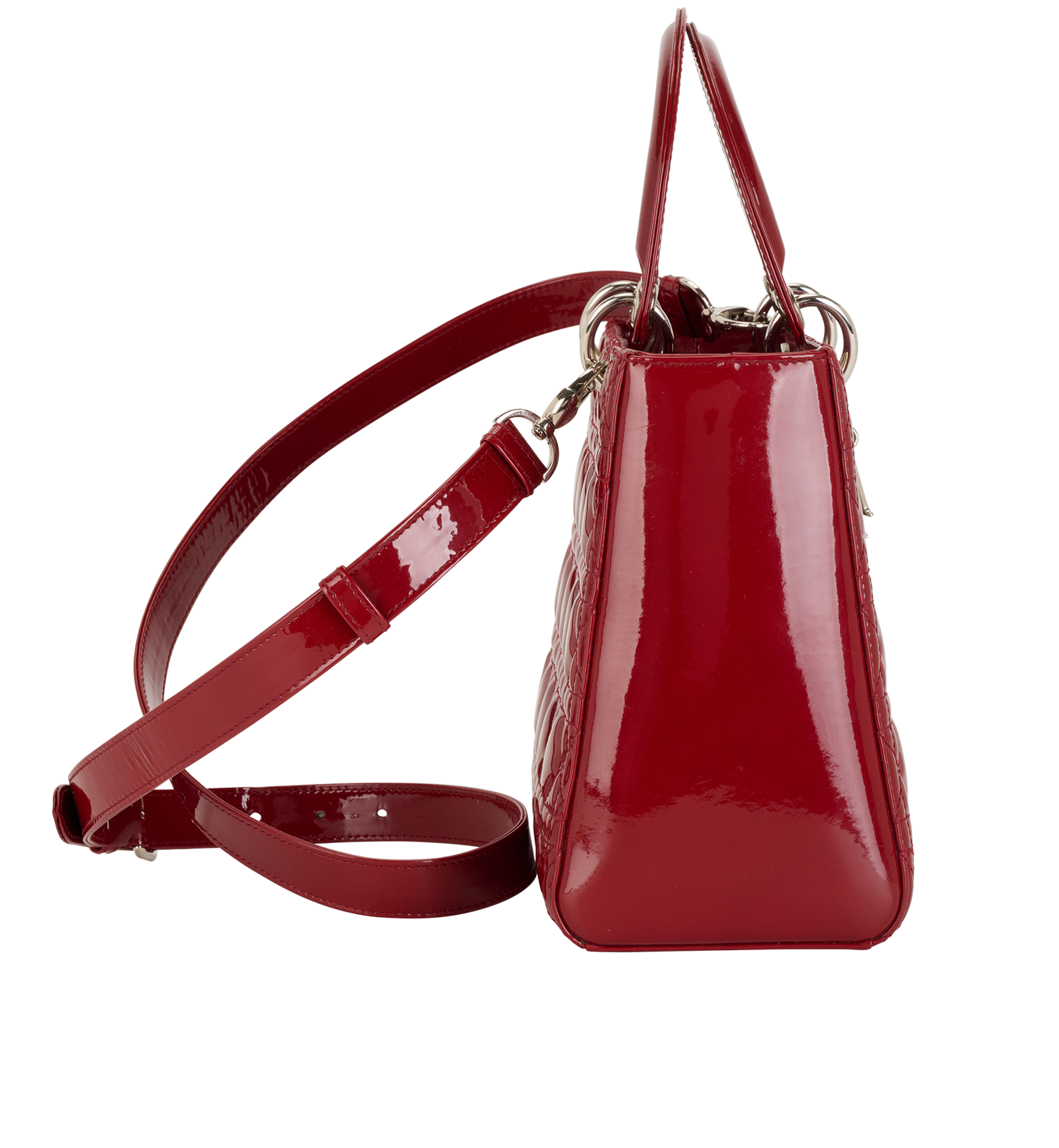 Medium Lady Dior, &pound;1,600, Handbags, Red, Leather/Patent Leather, Side view